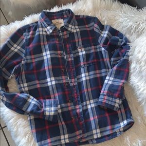 hollister plaid long sleeve buttoned down shirt!